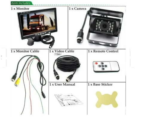 KIT DE RETROCESO PARA AUTO O CAMIÓN PANTALLA Y CAMARA 12V A 24V