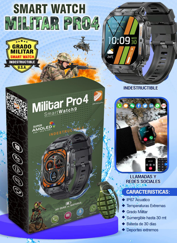 SMARTWATCH MILITAR PRO4 SUMERGIBLE INDESTRUCTIBLE