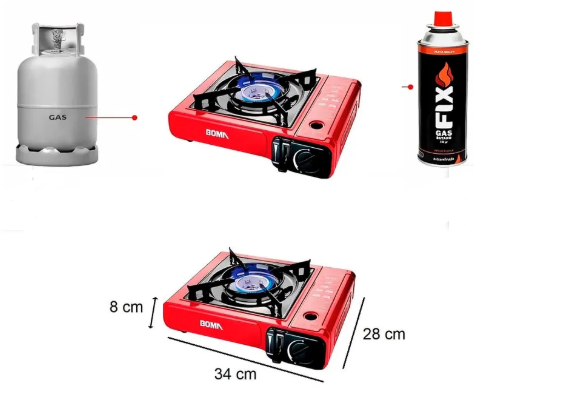 COCINA A GAS BOMA BDZ-155A PORTÁTIL 1 HORNILLA 2 EN 1 PICNIC CAMPING