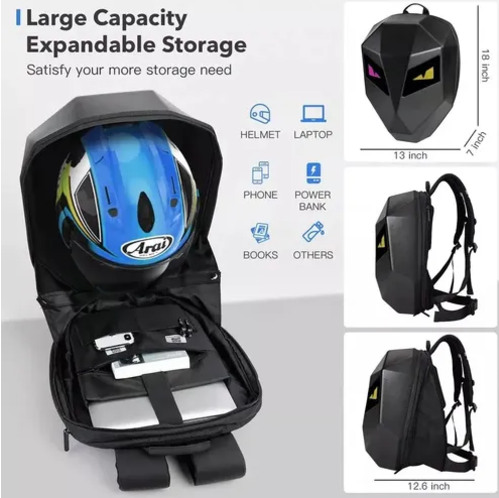 MOCHILA PARA MOTO CON OJOS LED
