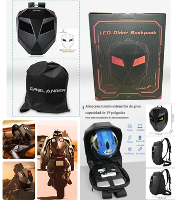 MOCHILA PARA MOTO CON OJOS LED
