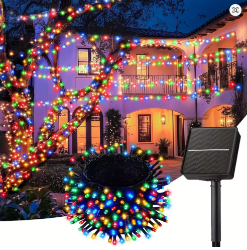 Luces navideñas con panel solar de 30 mts en multicolor