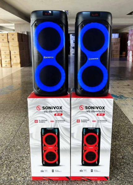 PARLANTE  SONIVOX 8” X2 CON LUCES LED 6000W