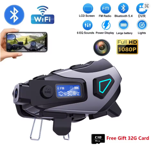 Intercomunicador Audifono Cámara Bluetooth para Casco