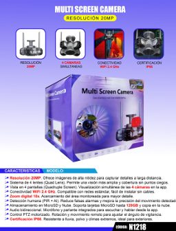 CÁMARA WIFI PARA EXTERIORES 10K DE 20 MP CON 4 LENTES: VISUALIZACIÓN EN 4 PANTALLAS, PTZ Y AUDIO BIDIRECCIONAL