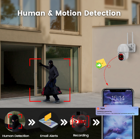 Cámara de seguridad V380 Para Exteriores Cámara Seguridad ip wifi con resolución 2MP visión nocturna incluida color blanco