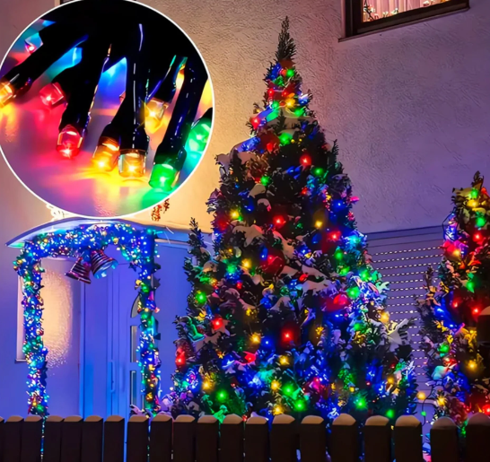 Luces navideñas con panel solar de 30 mts en multicolor